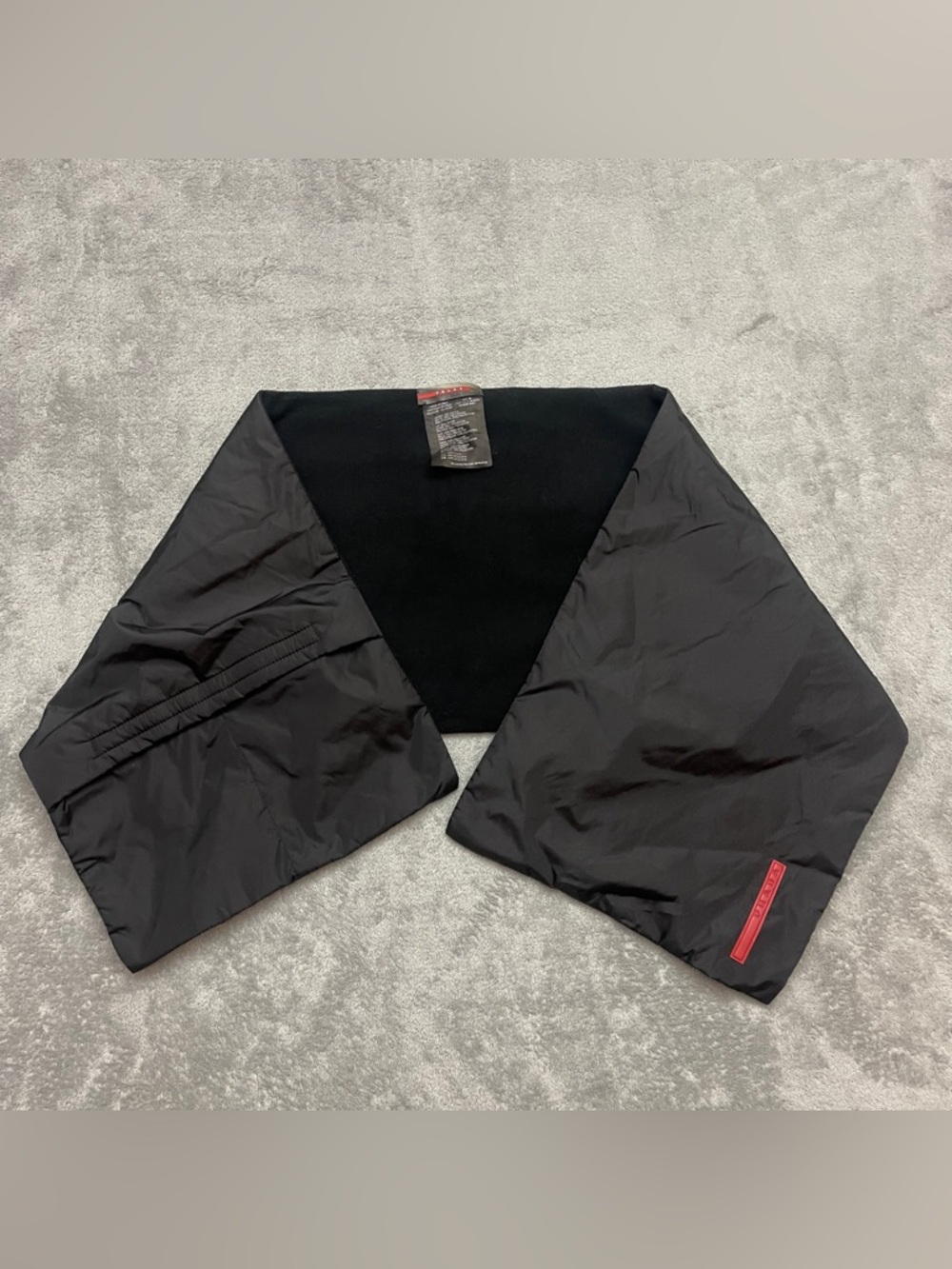 Vintage Prada nylon pocket scarf Black Made in Italy 43.5" x 10.5"